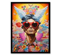 Artery8 Multicoloured Magnificent Maximalist Modern Day Greek God Hermes Artwork Framed Wall Art Print A4