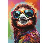 Artery8 Multicoloured Smiling Sloth Wearing Sunglasses Large Wall Art Poster Print Thick Paper 18X24 Inch