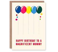 Artery8 Mummy Happy Birthday Card Fun Colourful Cheerful Pink Blue Yellow Balloons For Her Greeting Card