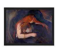 Artery8 Munch Vampire 1895 Painting Gothic Dark Artwork Framed Wall Art Print A4