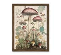 Artery8 Mushroom Fungi Botanical Page Photograph Vintage Cottagecore Rustic Aesthetic Kitchen Artwork Framed Wall Art Print 18X24 Inch