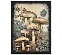 Artery8 Mushroom Fungi Watercolour Vintage Cottagecore Aesthetic Rustic Decor Artwork Framed A3 Wall Art Print