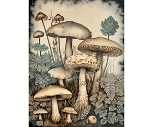 Artery8 Mushroom Fungi Watercolour Vintage Cottagecore Aesthetic Rustic Decor Large Wall Art Poster Print Thick Paper 18X24 Inch