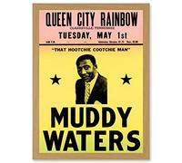 Artery8 Music Concert Advert Muddy Waters Legend Blues USA Hootchie Cootchie Man Artwork Framed Wall Art Print A4