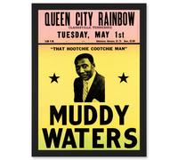 Artery8 Music Concert Advert Muddy Waters Legend Blues USA Hootchie Cootchie Man Artwork Framed Wall Art Print A4 in Black Artery8 Black