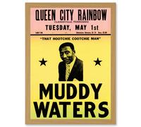 Artery8 Music Concert Advert Muddy Waters Legend Blues USA Hootchie Cootchie Man Artwork Framed Wall Art Print A4 in Light Oak Artery8 Light Oak