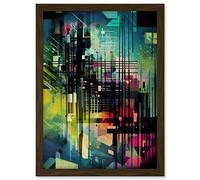 Artery8 Music Sheet Staff Modern Abstract Geometric Watercolour Painting Artwork Framed A3 Wall Art Print