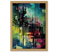 Artery8 Music Sheet Staff Modern Abstract Geometric Watercolour Painting Artwork Framed A3 Wall Art Print