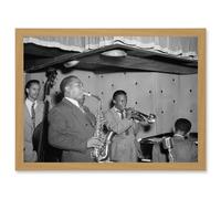 Music Vintage Photo Jazz Parker Davis Group Legends Artwork Framed Wall Art Print A4 Artery8 Light Oak One Size