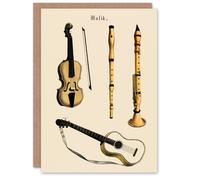 Artery8 Musical Instruments Art Card Violin Guitar & Flutes in Beige Artery8 Beige