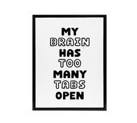 Artery8 My Brain Has Too Many Tabs Open Funny Overthinker Framed Canvas Art in White | Size: W24" x H32" Artery8 White W24" x H32"