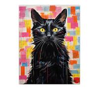 Artery8 My Cat is My Therapist Colourful Notes Oil Painting Purring Pet Extra Large XL Wall Art Poster Print