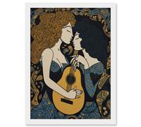 Artery8 My Love My Muse Women with Guitar Conceptual Art Artwork Framed Wall Art Print A4 in White Artery8 White
