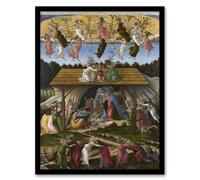 Artery8 Mystic Nativity Painting Botticelli Vintage Framed Wall Art Print in Green | Size: A4 Artery8 Green A4