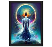 Artery8 Mystical Psychic Spiritual Dream Artwork Framed Wall Art Print A4 in Black Artery8 Black