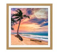 Artery8 Najm Phuket Thailand Tropical Palm Tree Beach Photo Square Wooden Framed Wall Art Print Picture 16X16 Inch