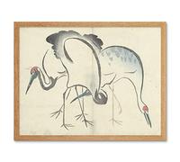 Artery8 Nakamura Hochu Two Cranes Birds Japanese Drawing Art Print Framed Poster Wall Decor 12x16 inch
