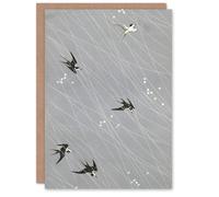 Artery8 Nampei Swallows Birds Vintage Japanese Illustration Personalised Art Greeting Card