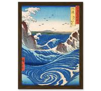 Naruto Whirlpool Awa Province Utagawa Hiroshige Japan Artwork Framed Wall Art Print A4 Artery8 Brown One Size