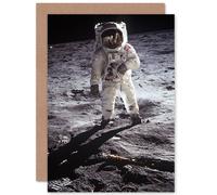 Artery8 NASA Apollo 11 Astronaut Aldrin Armstrong Moon Landing Greetings Card in Grey Artery8 Grey