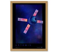 Artery8 NASA Artemis Moon Mission Courageous Lunar Space Travel Destination Poster Artwork Framed Wall Art Print A4 in Light Oak Artery8 Light Oak