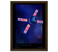 Artery8 NASA Artemis Moon Mission Courageous Lunar Space Travel Destination Poster Artwork Framed Wall Art Print A4 in Brown Artery8 Brown