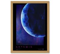 Artery8 NASA Artemis Moon Mission Galvanizing Lunar Space Travel Destination Poster Artwork Framed Wall Art Print A4 in Light Oak Artery8 Light Oak