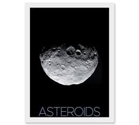 Artery8 NASA Asteroid Protoplanet Vesta North Pole Poster Artwork Framed Wall Art Print A4 in White Artery8 White