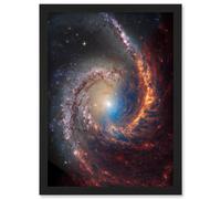 Artery8 NASA Hubble James Webb Telescope Spiral Galaxy NGC 1566 Framed Art A4 in Black Artery8 Black A4