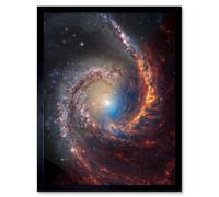 NASA Hubble James Webb Telescope Spiral Galaxy NGC 1566 Framed Art Artery8 Black W12 inch x H16 inch