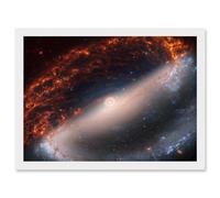Artery8 NASA Hubble James Webb Telescope Spiral Galaxy NGC 1300 Framed Art A4 in White Artery8 White A4