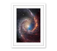 Artery8 NASA Hubble James Webb Telescope View of Spiral Galaxy NGC 1566 Living Room Artwork Framed Wall Art Print 18X24 Inch