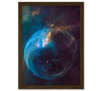 Artery8 NASA Hubble Space Telescope Bubble Nebula NGC 7635 Cassiopeia Artwork Framed Wall Art Print A4 in Brown Artery8 Brown