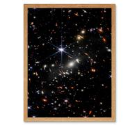 Wall Art Print NASA James Webb Space Telescope Deep Field Image Stars Thousands Galaxies Photo Art Framed Artery8 Light Oak W12 inch x H16 inch