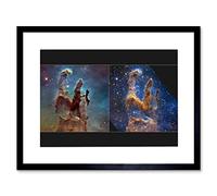 Artery8 NASA James Webb Hubble Comparison Space Telescope Pillars of Creation Eagle Nebula Artwork Framed Wall Art Print 9X7 Inch