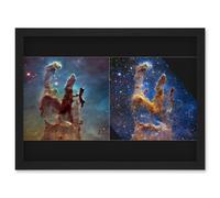 Artery8 Nasa James Webb Hubble Comparison Space Telescope Pillars Of Creation Eagle Nebula Wall Art Print - A4 Size