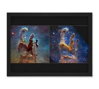 Artery8 Nasa James Webb Hubble Comparison Space Telescope Pillars Of Creation Eagle Nebula Wall Art Print - A4 Size