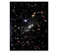 Wall Art Print NASA James Webb Space Telescope Deep Field Image Stars Thousands Galaxies Photo Art Framed Artery8 Black W12 inch x H16 inch