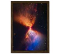 Artery8 NASA James Webb Telescope Catches Fiery Hourglass New Star Forms Protostar Artwork Framed Wall Art Print A4 in Brown Artery8 Brown