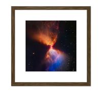 Artery8 NASA James Webb Telescope Catches Fiery Hourglass New Star Forms Protostar Square Wooden Framed Wall Art Print Picture 8X8 Inch in Brown Artery8 Brown