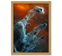 Artery8 NASA James Webb Telescope Ghostly Figures Pillars of Creation MIRI Image Artwork Framed Wall Art Print A4 in Light Oak Artery8 Light Oak