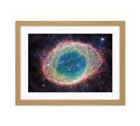 Artery8 NASA James Webb Telescope NIRCam Image of Ring Nebula Planetary Messier 57 Intricate Details of a Dying Star Formation Celestial Doughnut in Space Artwork Framed Wall Art Print 18X24 Inch