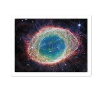 Artery8 NASA James Webb Telescope NIRCam Image of Ring Nebula Planetary Messier 57 Intricate Details of a Dying Star Formation Celestial Doughnut in Space Artwork Framed Wall Art Print 18X24 Inch