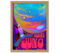 Artery8 NASA Juno Mission to Jupiter Psychedelic Artwork Framed Wall Art Print A4 in Light Oak Artery8 Light Oak