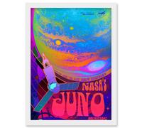 Artery8 NASA Juno Mission to Jupiter Psychedelic Artwork Framed Wall Art Print A4 in White Artery8 White