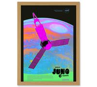 Artery8 NASA Jupiter Juno Mission Psychedelic Artwork Framed Wall Art Print A4 in Light Oak Artery8 Light Oak