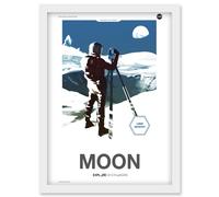 Artery8 NASA Modern Explorers Explore Moon to Mars Lunar Architect Artemis Poster Artwork Framed Wall Art Print A4 in White Artery8 White
