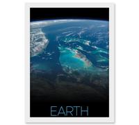 Artery8 NASA Our Solar System Earth Image International Space Station Artwork Framed Wall Art Print A4 in White Artery8 White
