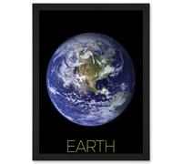 Artery8 NASA Our Solar System Earth Planet Blue Marble Space Artwork Framed Wall Art Print A4 in Black Artery8 Black