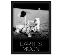 Artery8 NASA Our Solar System Earth's Moon Apollo 12 Lunar Surveyor Artwork Framed Wall Art Print A4 in Black Artery8 Black